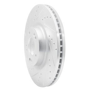 Hyundai Genesis Brake Rotor (1) - Front Left - R1 Concepts - Drilled & Slotted - Silver - `09-`14